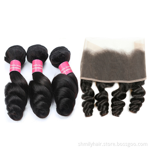 Free Sample Virgin Human Hair Bundles Natural Human Hair Wigs Loose wave Bundles